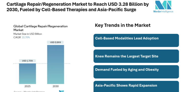 Cartilage Repair/Regeneration Market to Reach USD 3.28 Billion by 2030, Fueled by Cell-Based Therapies and Asia‑Pacific Surge